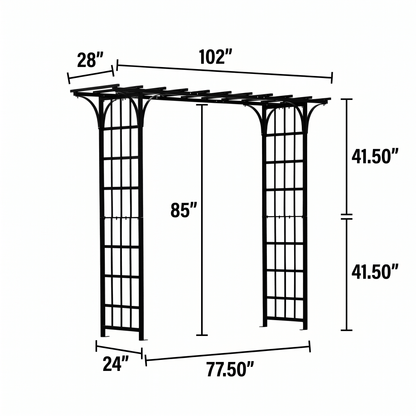 h potter 77 inch arbor with dimensions