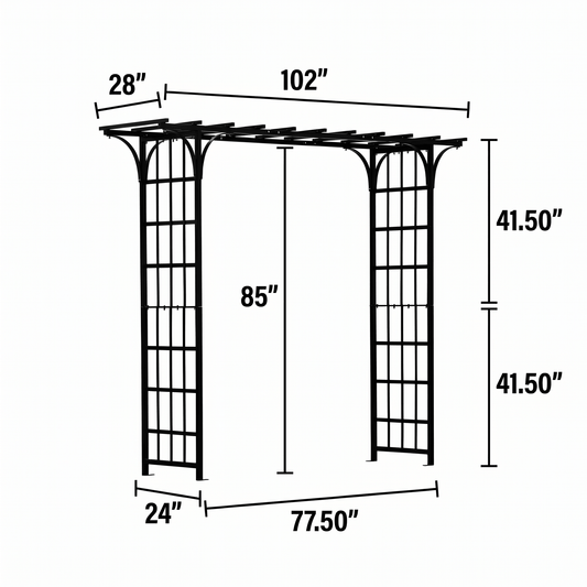 h potter 77 inch arbor with dimensions
