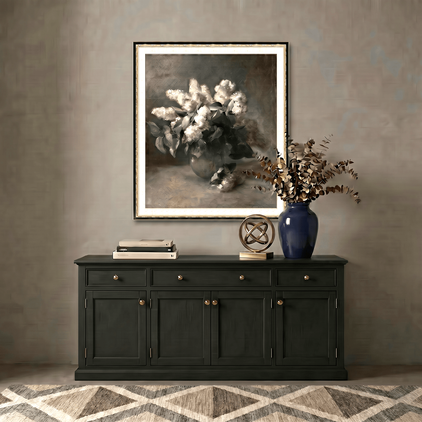 H Potter Floral In Low Light Canvas Wall Art