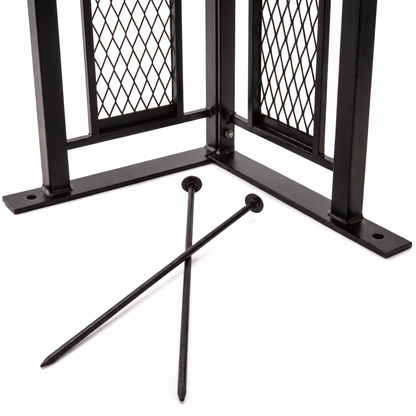 H Potter Marabella black garden arbor base with ground stakes for secure outdoor installation