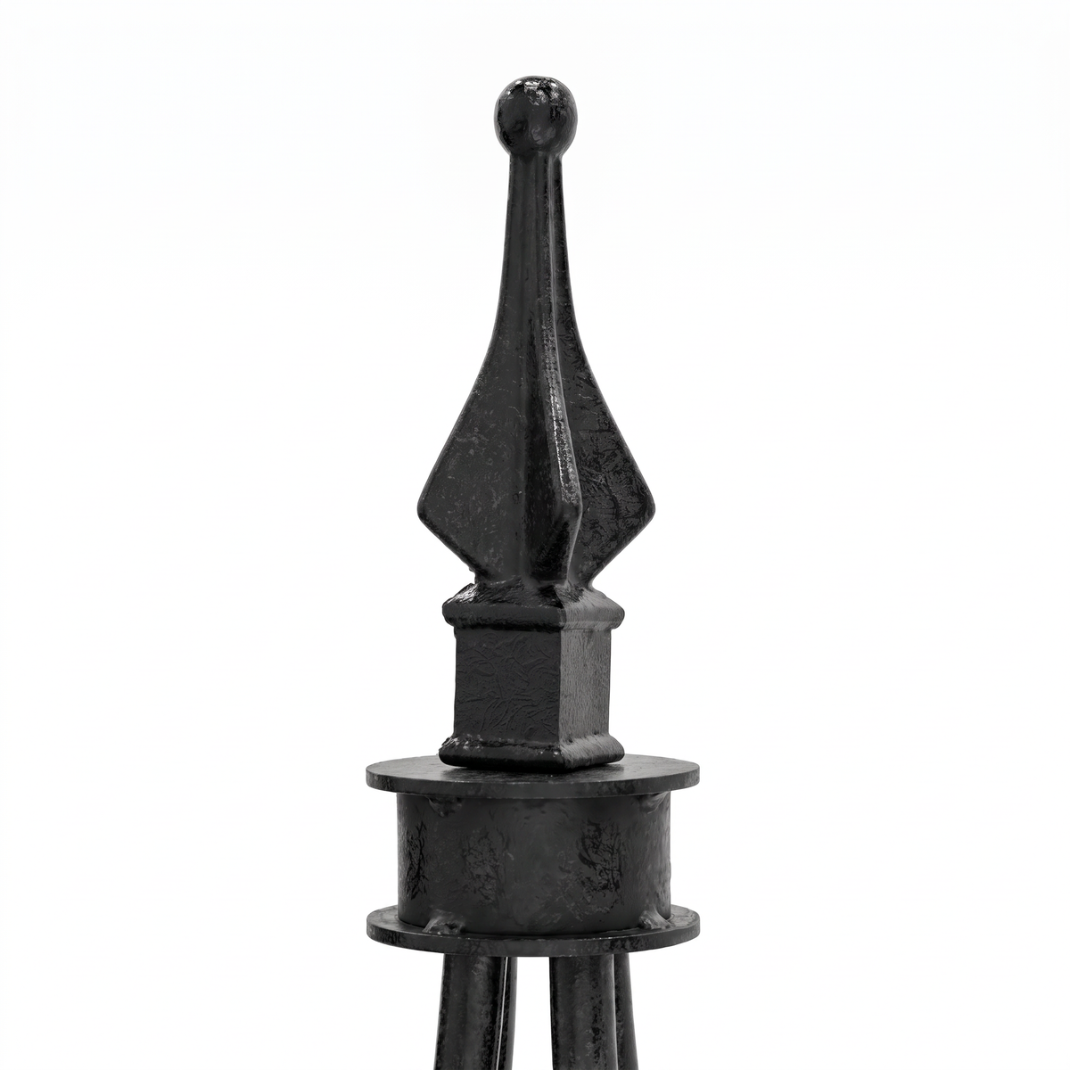 H Potter Clairmont black iron garden obelisk trellis decorative finial detail
