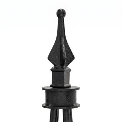 H Potter Clairmont black iron garden obelisk trellis decorative finial detail