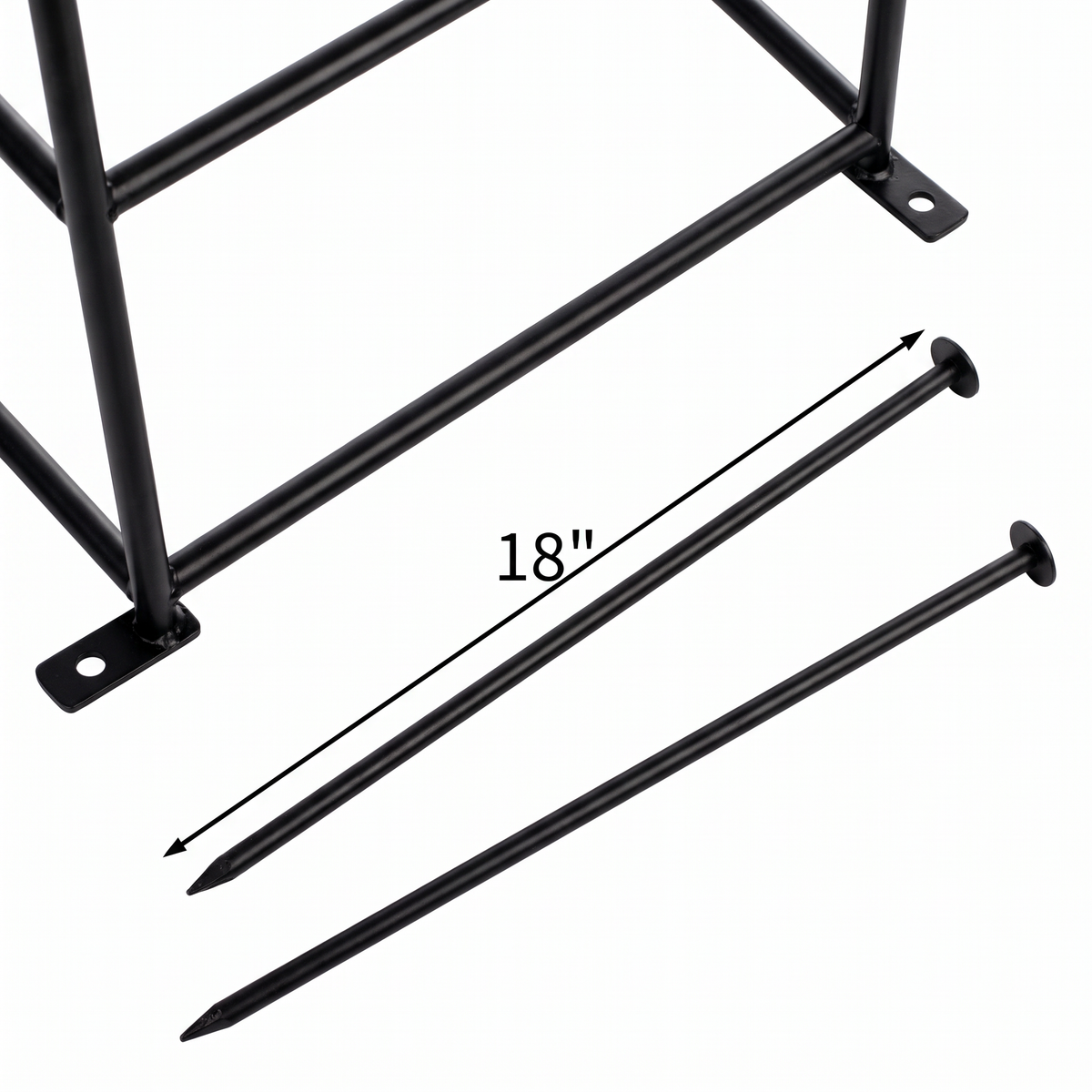 H Potter Clairmont black iron garden obelisk trellis with 18-inch ground stakes