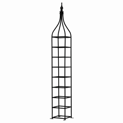 H Potter Rosemont black garden obelisk trellis with tall square frame and decorative curved top