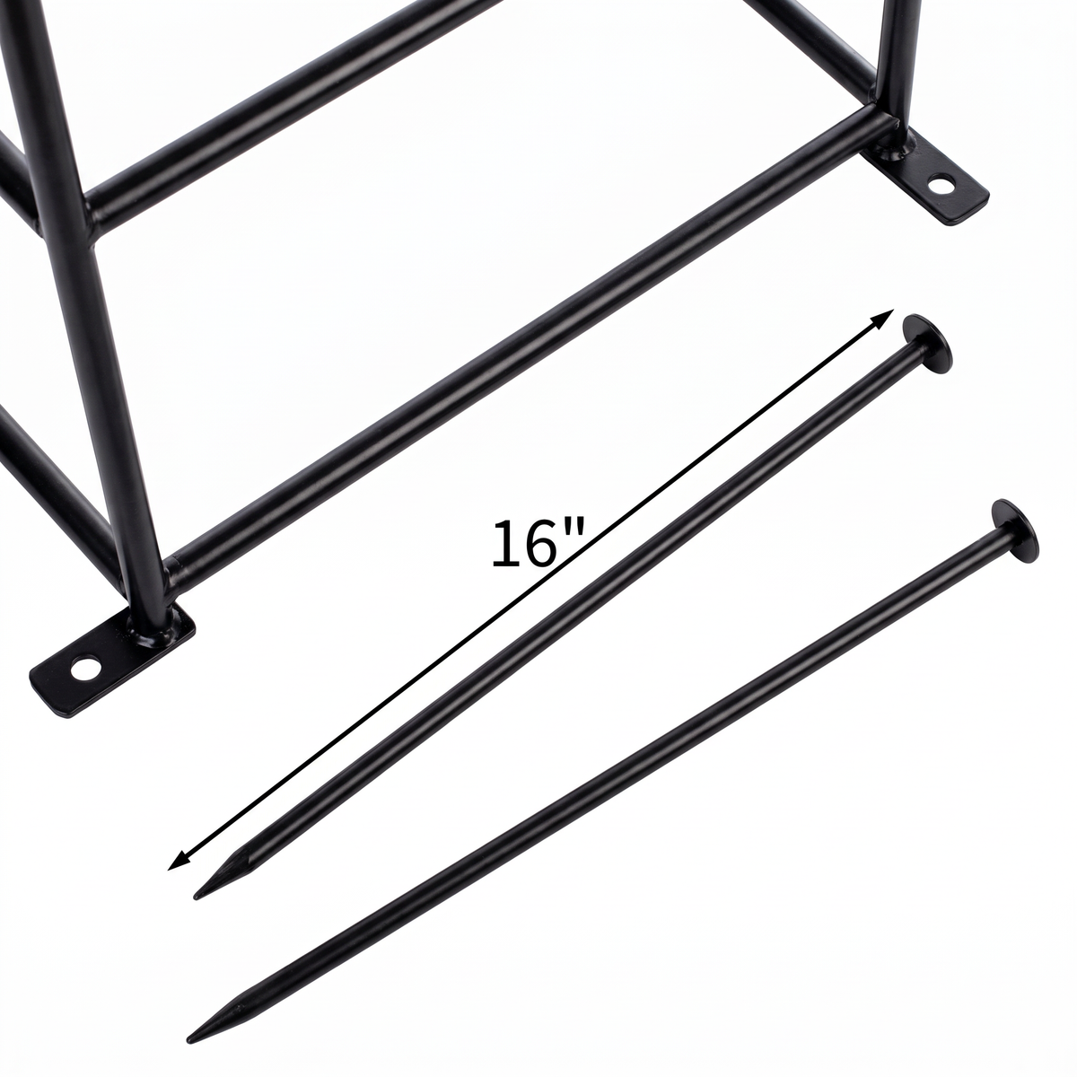 H Potter Rosemont black garden obelisk trellis with 16-inch ground stakes for secure installation