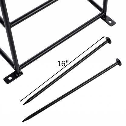 H Potter Rosemont black garden obelisk trellis with 16-inch ground stakes for secure installation