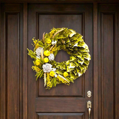 h potter garden radiance dried wreath on front door