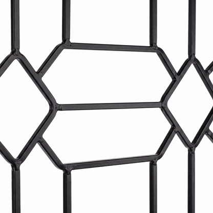 Close-up of H Potter black diamond garden trellis geometric iron pattern