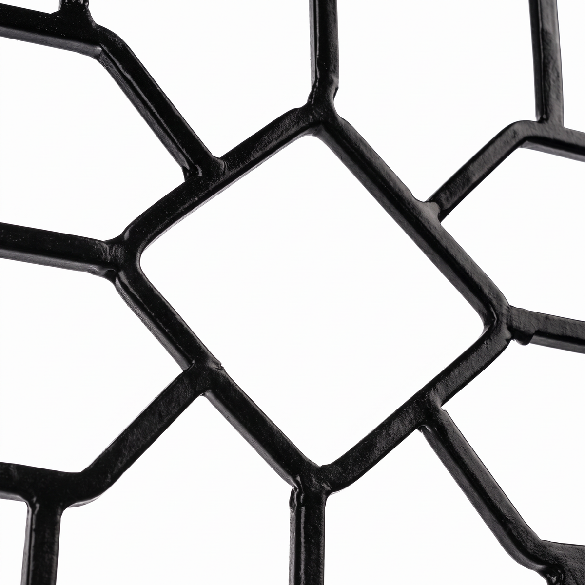 Close-up of H Potter black powder-coated diamond garden trellis construction