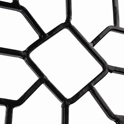 Close-up of H Potter black powder-coated diamond garden trellis construction