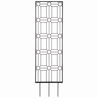 H Potter black diamond garden trellis with geometric iron design and ground spikes