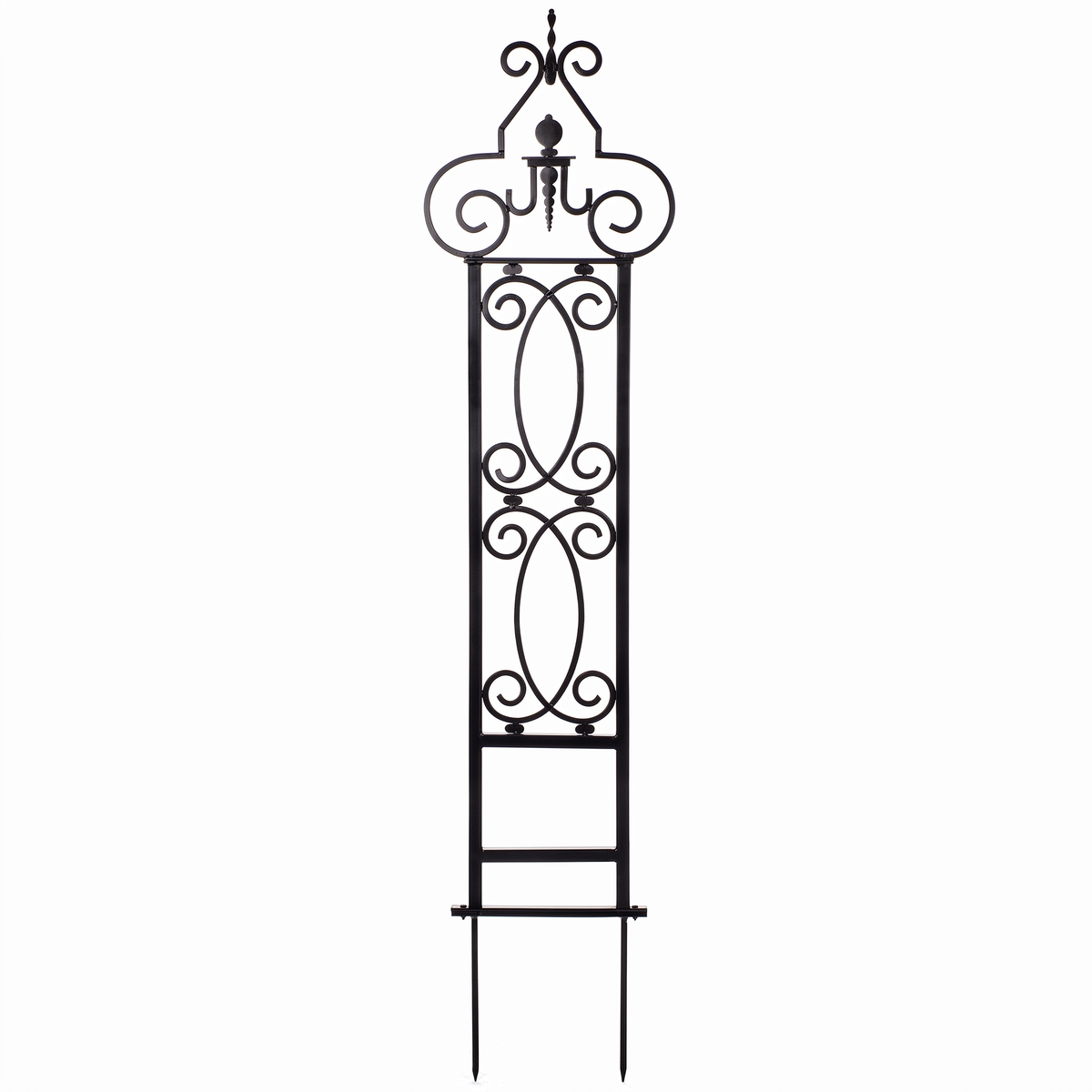 H POTTER heritage scroll trellis black finish white background
