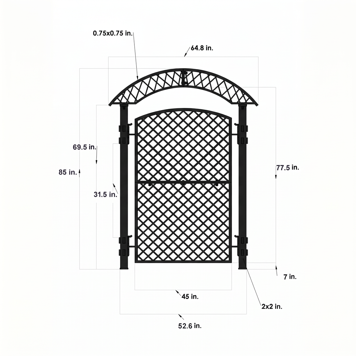 H Potter Savannah Garden Trellis – 85" Large Black Freestanding Screen