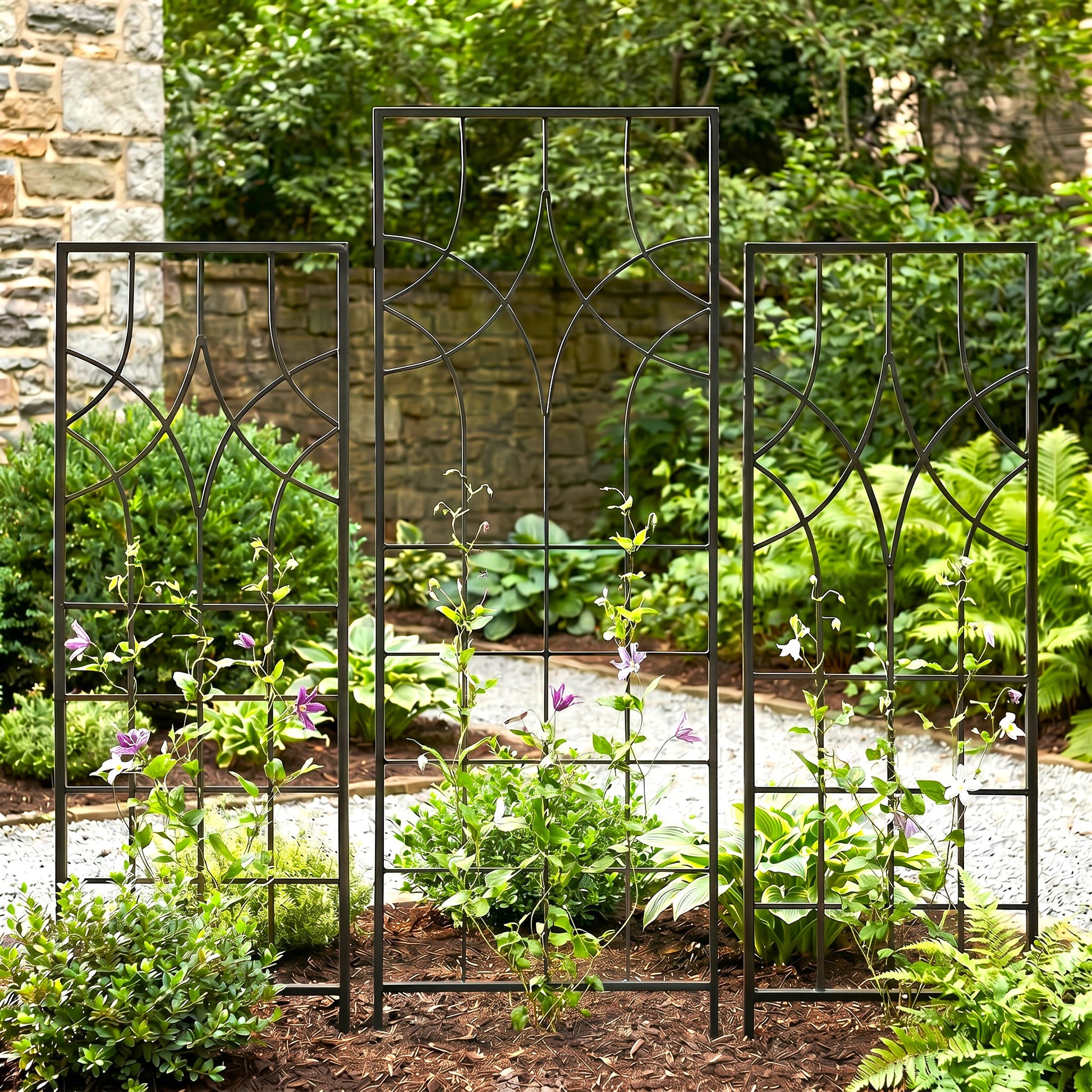 small trellis plants H Potter Geometric Garden Trellis Set of 3 – 1 Large 69" Tall & 2 Small 58"Tall