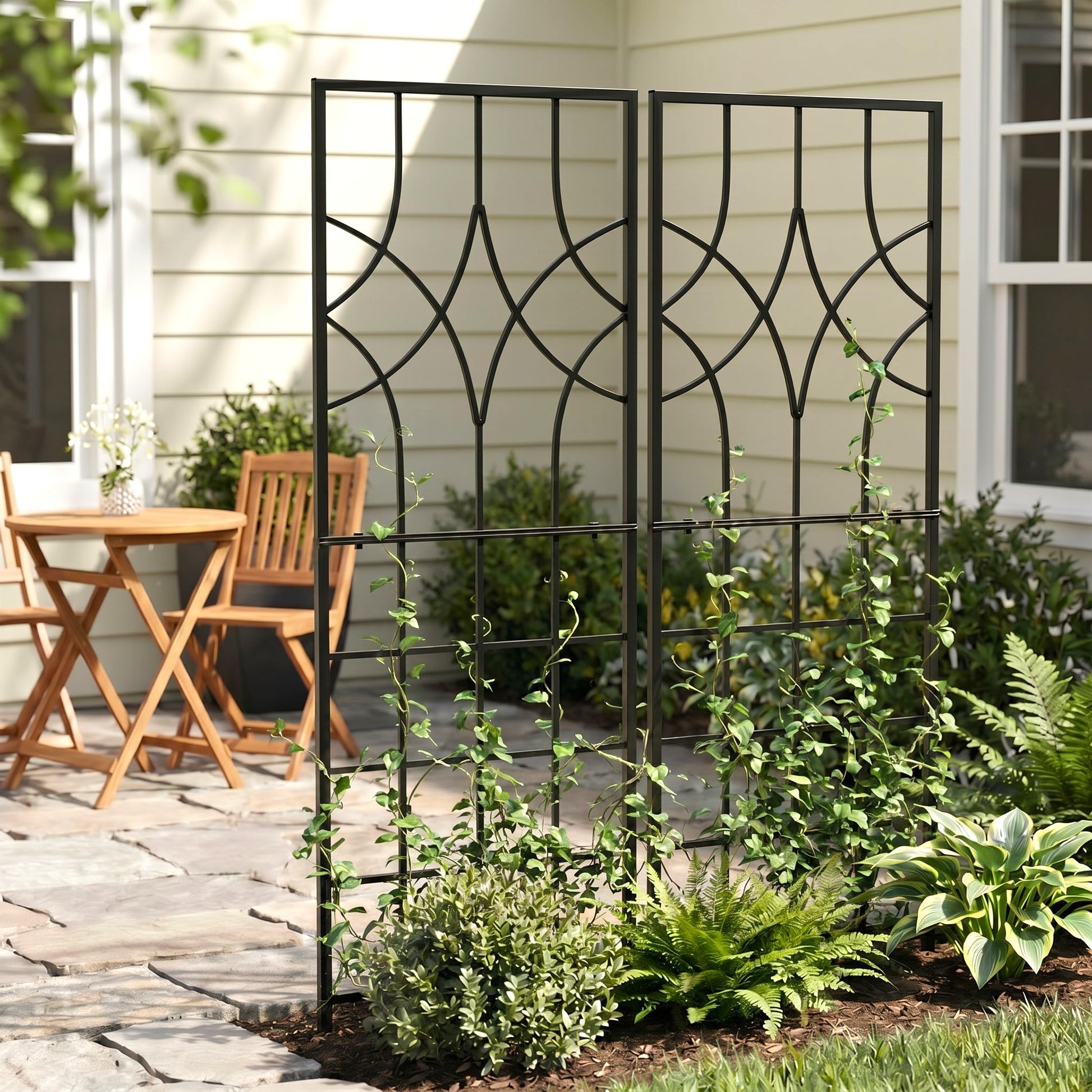 modern planter trellis H Potter Geometric Iron Garden Small Trellis – Set of 2 - 58" Tall