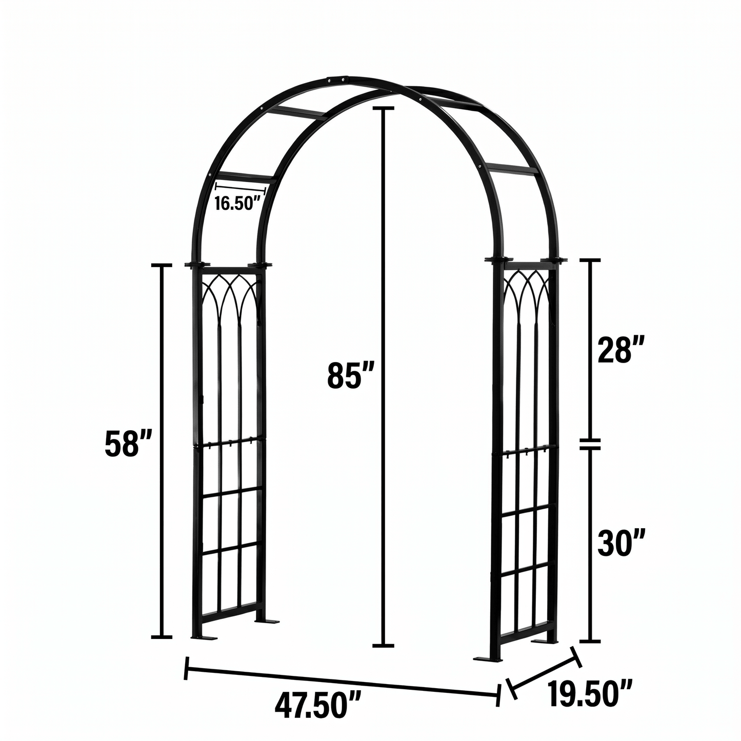 Dimensional image of H Potter arbor gothic style on white
