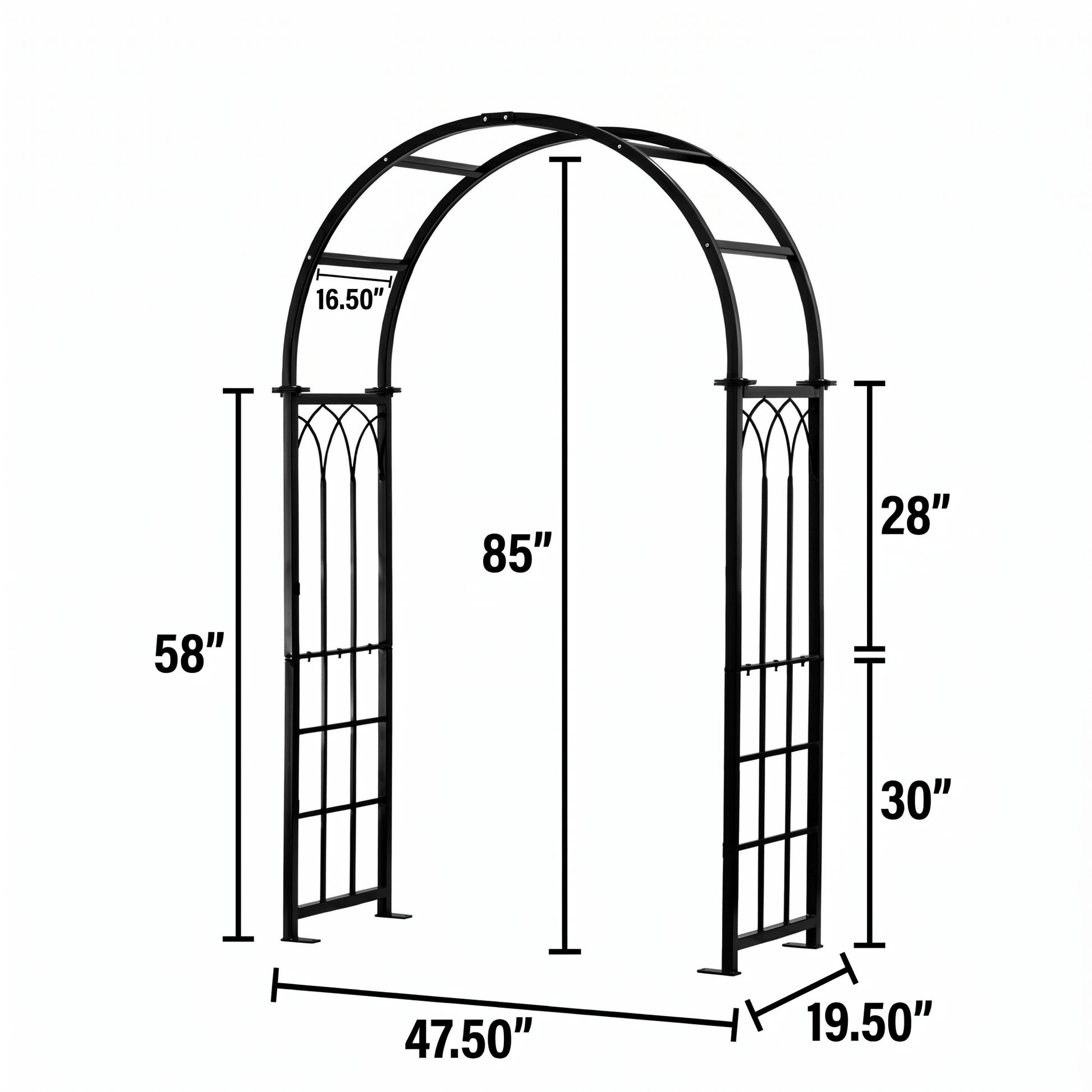 Dimensional image of H Potter arbor gothic style on white