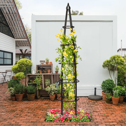 tall trellis for potted plants H Potter 8-Foot Black Iron Garden Obelisk Trellis