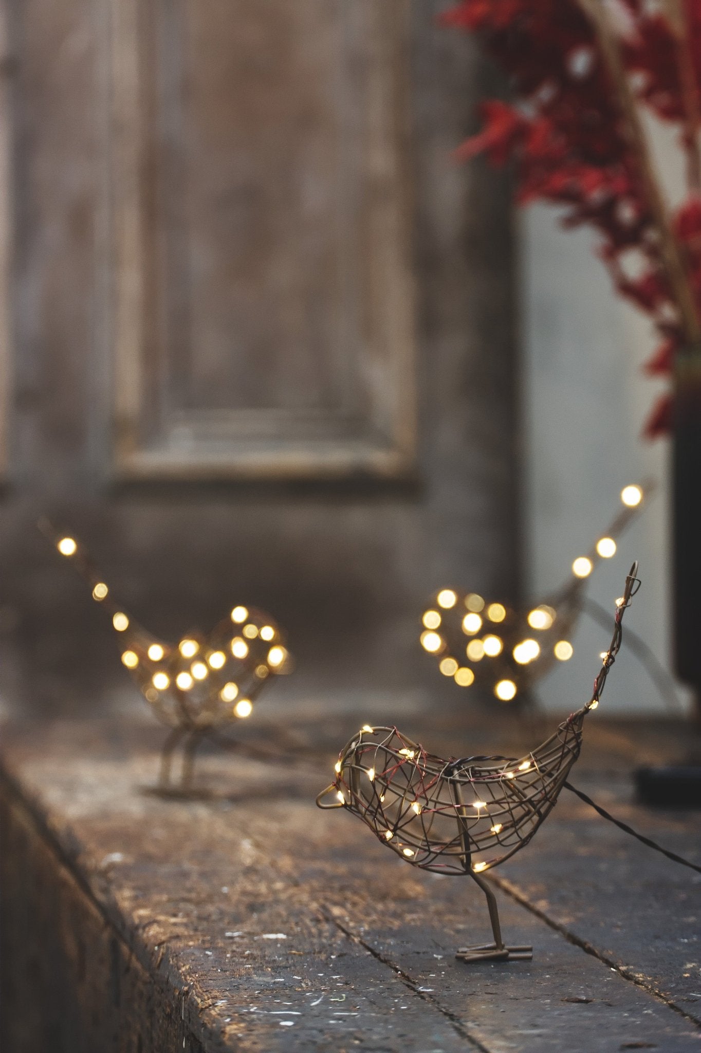 h potter hanging solstice sparrows set on wooden table led lit