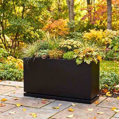 H Potter Hawthorne Rectangular Black Metal Planter with Drip Tray | 32" Indoor Outdoor Planter
