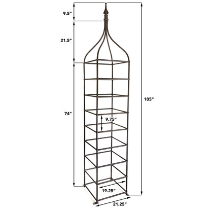 H Potter heavy duty metal garden obelisk trellis dimension diagram with measurements