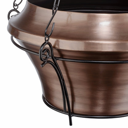 Close up of metal frame on h potter hanging planter