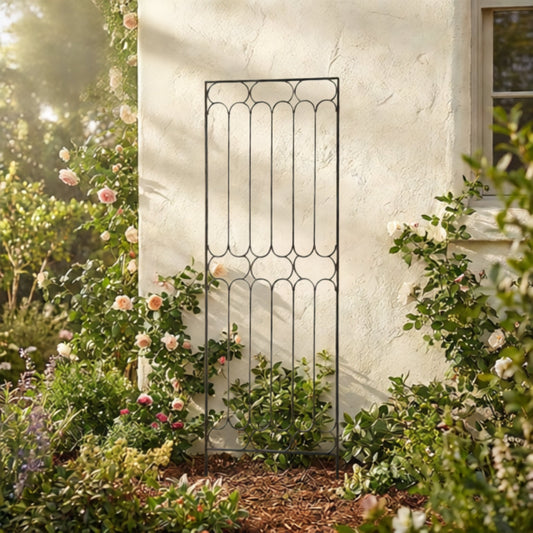 H Potter wrought iron garden trellis panel for climbing plants and privacy screen against wall