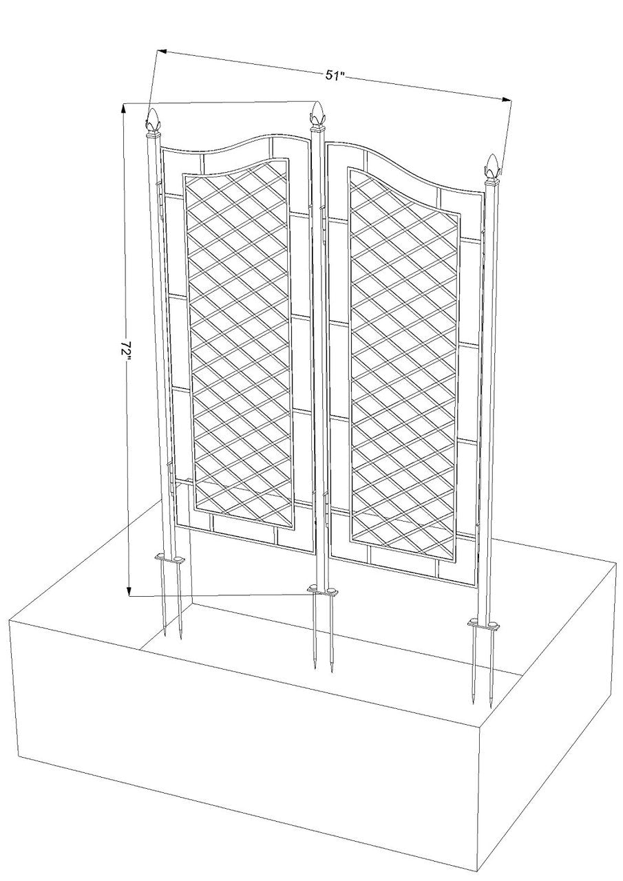 H Potter two-panel trellis line drawing