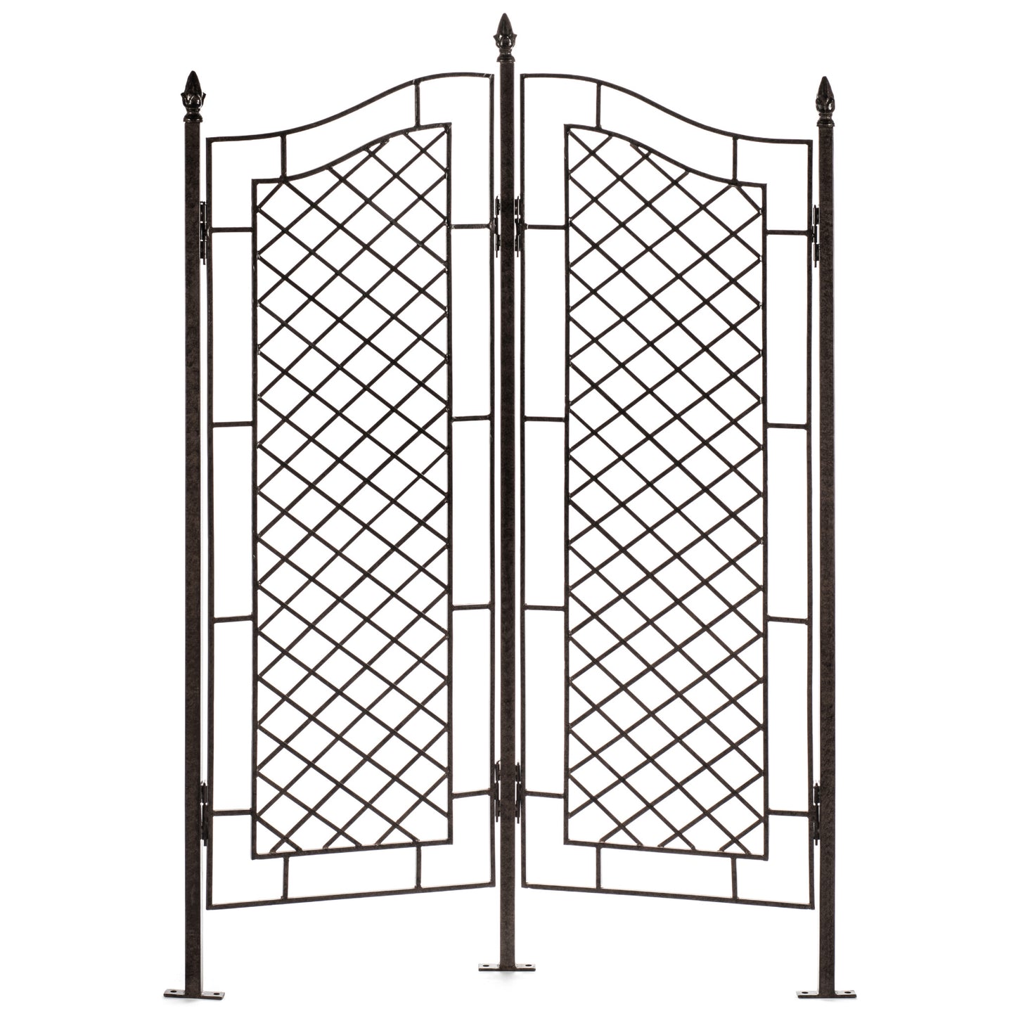 Front view of H Potter two-panel wrought iron ivy garden trellis screen