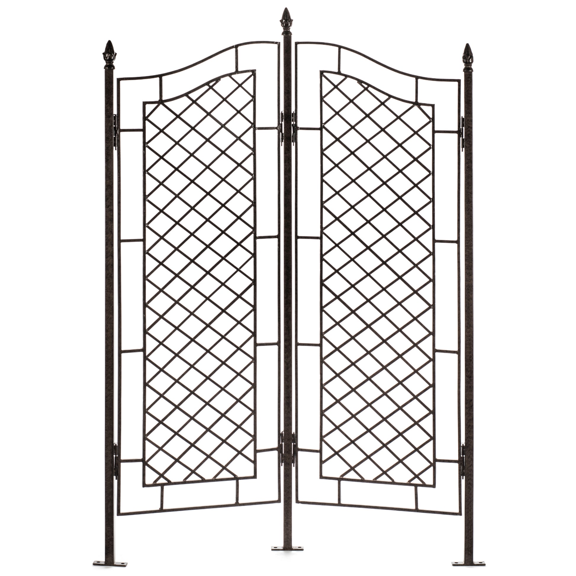 Front view of H Potter two-panel wrought iron ivy garden trellis screen