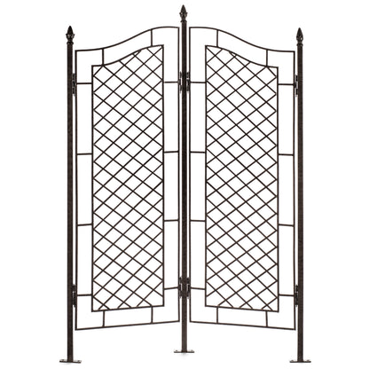 Front view of H Potter two-panel wrought iron ivy garden trellis screen