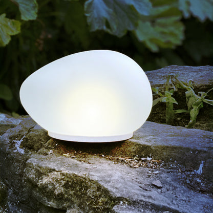 H Potter Solar Glass Riverstone Rock Light – Warm LED Outdoor Garden Accent (Large or Small)