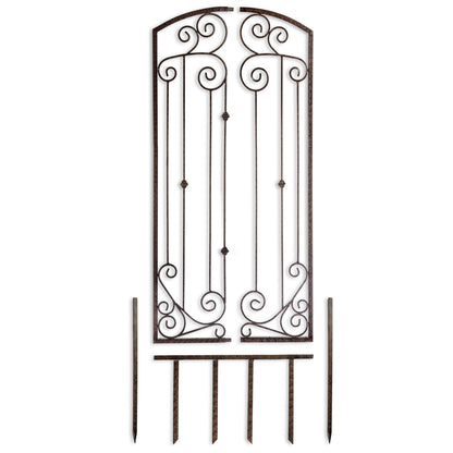 Deconstructed trellis with ground stakes—install: stake base, then bracket to wall; stable in Chicago winds