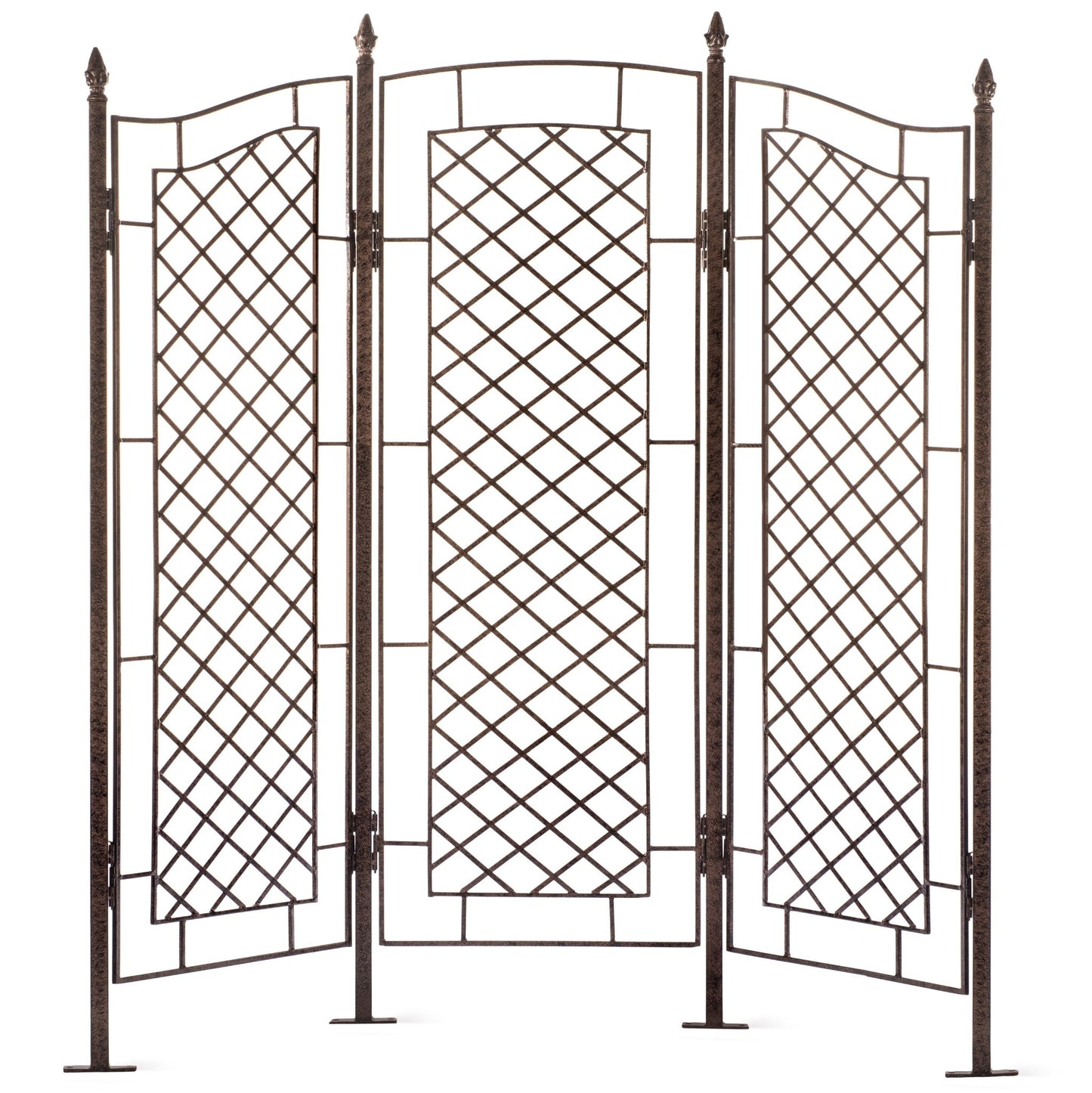 H Potter large trellis screen used as backyard privacy divider and vine support, front view, powder coated