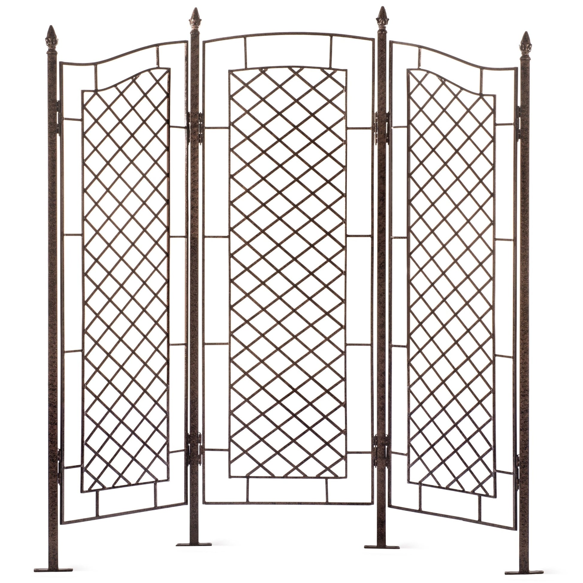 H Potter large trellis screen used as backyard privacy divider and vine support, front view, powder coated