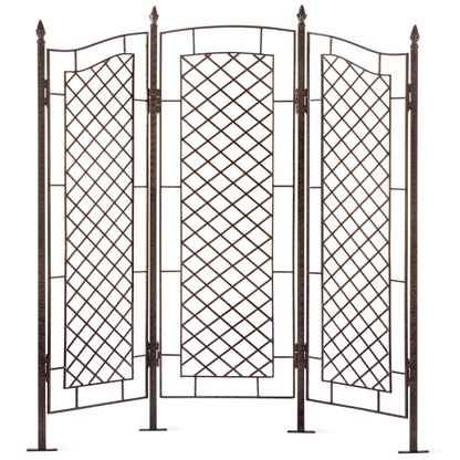 H Potter large trellis screen used as backyard privacy divider and vine support, front view, powder coated