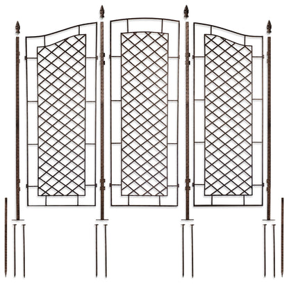 H Potter three-panel trellis shown to scale, freestanding privacy screen for climbing plants with ground stakes and spikes