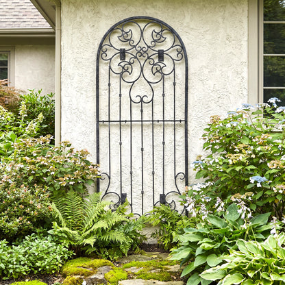 H Potter legacy wall trellis metal scrolls as wall art on a house