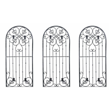 h potter brand metal wall art set of 3 trellises on white with black powdercoat