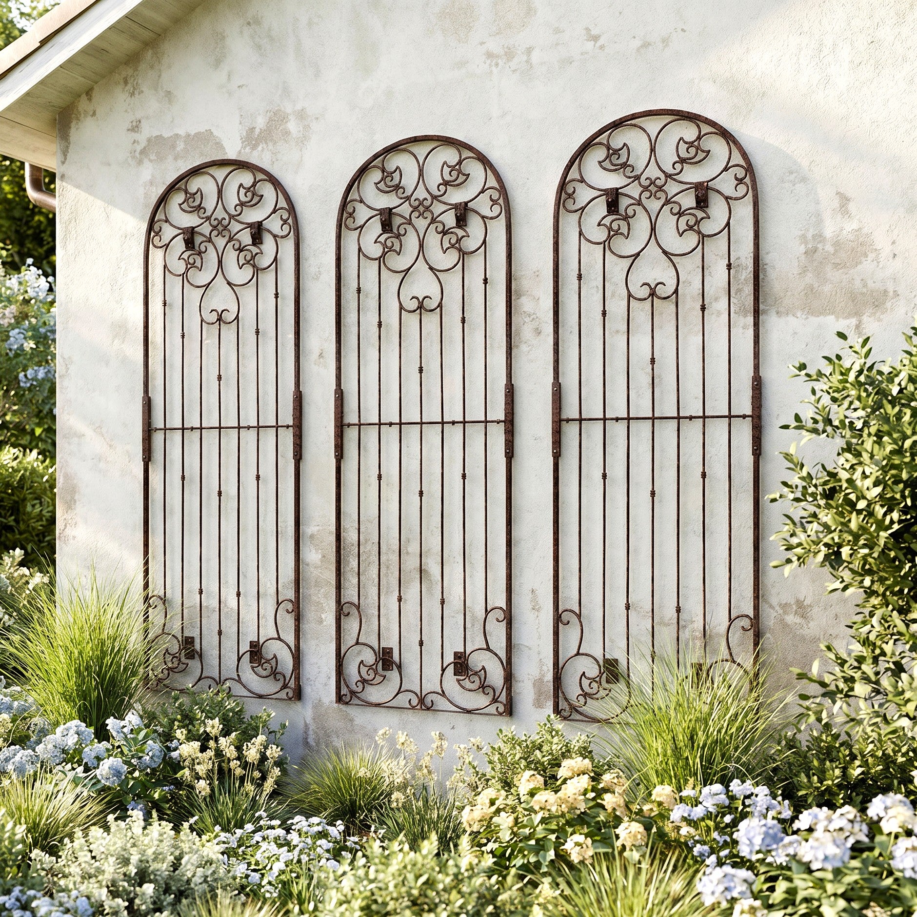 H Potter Legacy Wall Trellis - Set of 3 – 8 Ft Tall on a house metal wall art