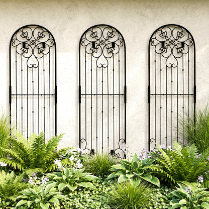 H Potter Legacy Wall Trellis Set of 3 – 8 Ft Tall Iron Garden Screen - Black Finish on a house