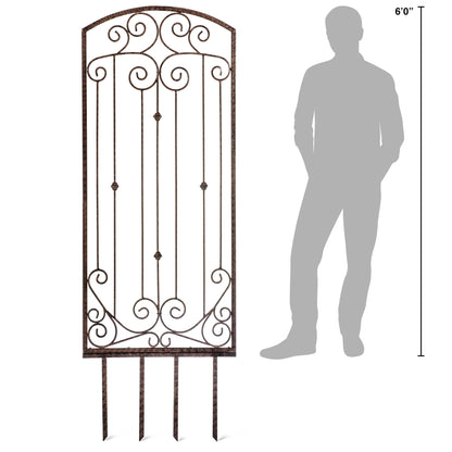 H Potter lenox estate garden trellis GAR602, scroll-work panels with arched top & 6' tall grey man 32″ W × 71.5″ H