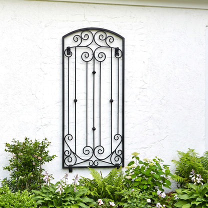 H Potter Lenox Estate Wall Trellis - 6 Ft Tall Iron Garden Screens - Black
