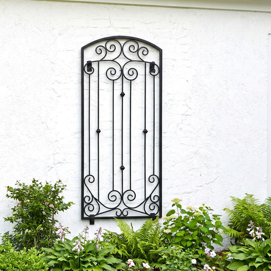 H Potter Lenox Estate Wall Trellis - 6 Ft Tall Iron Garden Screens - Black