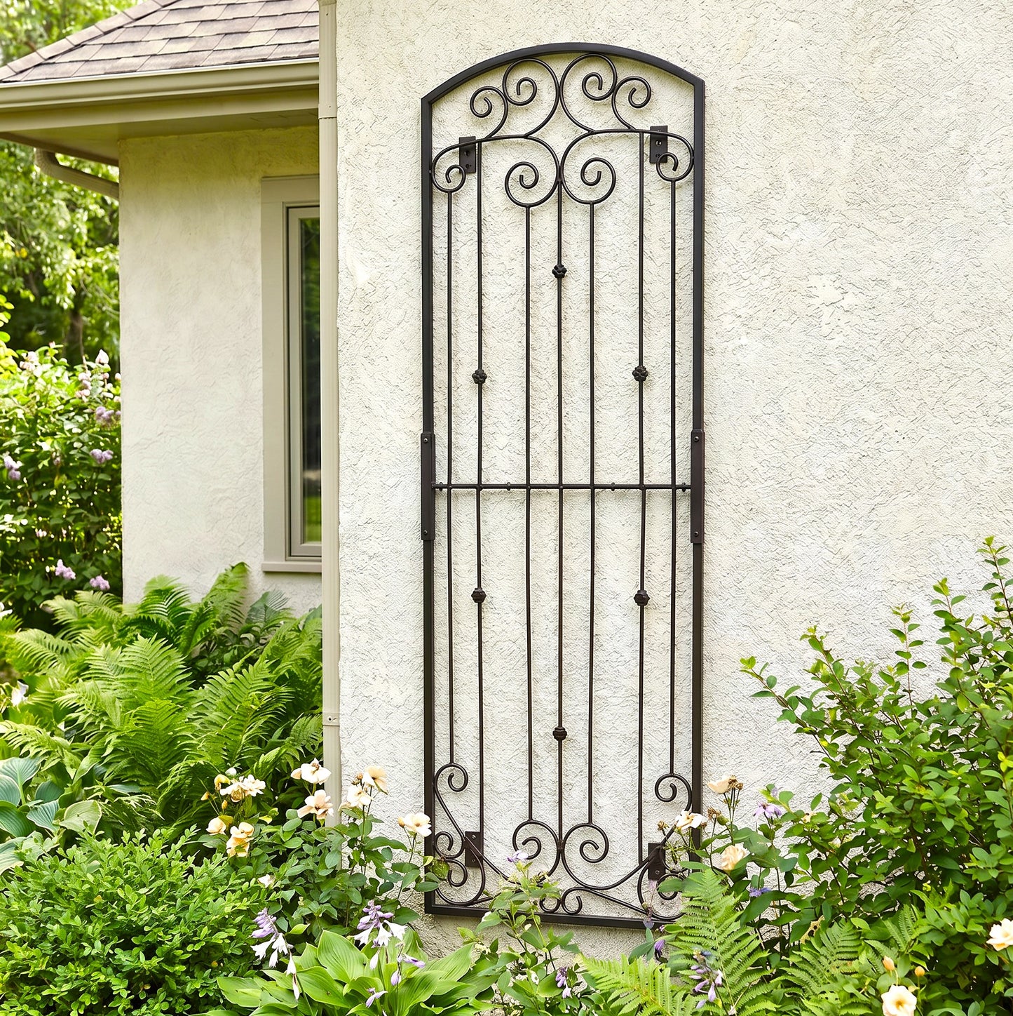 H Potter Lenox Estate Wall Trellis - 8 Ft Tall Iron Garden Screens - Black Finish