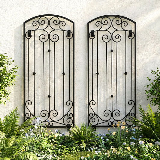 H Potter Lenox Estate Wall Trellis - Set of 3 – 6 Ft Tall Iron Garden Screens - Black