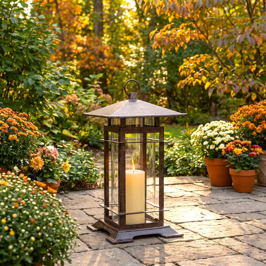 H Potter Lantern – Large 22.5" Mission Style Cast Iron Candle Lantern