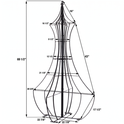 H Potter Genie garden obelisk trellis dimensions showing 69.5-inch height and base measurements