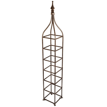 H Potter angled view of metal patio planter obelisk trellis