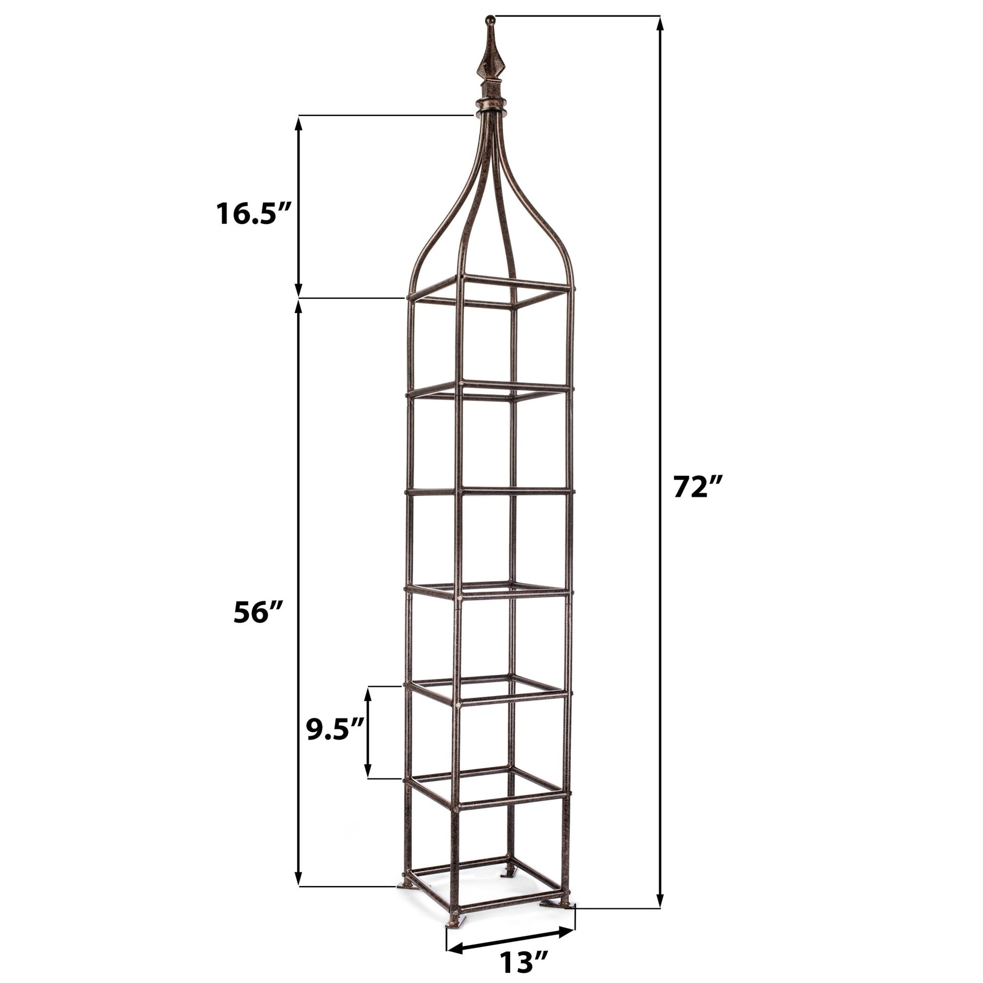H Potter metal patio planter obelisk trellis dimension diagram with measurements
